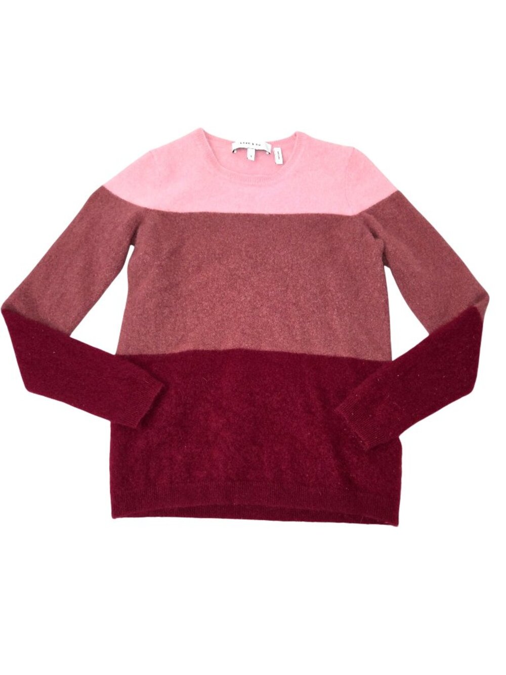 Lark & Ro Women's S Wool Blend  Pullover Sweater Pink Color Block 1582